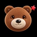 Friendly 3D bear with a red star